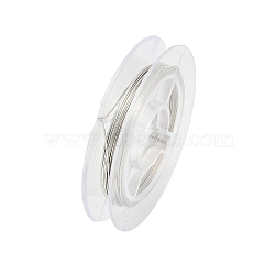 Round Copper Wire for Jewelry Making, Silver, 26 Gauge, 0.4mm, about 16.4 Feet(5m)/roll(CWIR-N001-0.4mm-10)