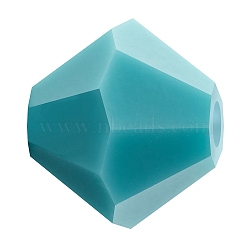 Preciosa&reg Crystal Beads, Czech Crystal, Bicone(451 69 302 Rondelle), 63030 Turquoise, 5mm, Hole: 1mm(X-PRC-BA5-63030)