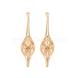 Brass Big Pendants, Nickel Free, Teardrop, Real 18K Gold Plated, 52~55x12.5x11mm, Hole: 1.5mm(KK-S356-597-NF)