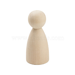 Unfinished Blank Wooden Dolls Sculpture, for Children DIY Hand Painting Crafts, BurlyWood, 80x35mm(PW-WGE1180-06)