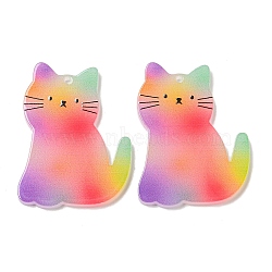 Opaque Acrylic Pendants, Cat Shape, 38x29x2mm, Hole: 1.6mm(BACR-D002-11B-02)