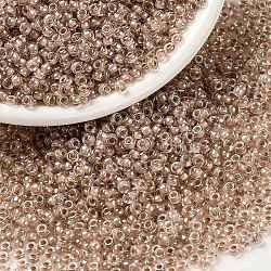 MIYUKI Round Rocailles Beads, Japanese Seed Beads, 8/0, (RRHB279) Light Blush Lined Crystal, 8/0, 3mm, Hole: 1mm, about 422~455pcs/10g(X-SEED-G008-RRHB279)
