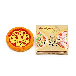 Mini Resin Pizza, Imitation Food, with Paper Boxes, Dollhouse Decorations, Orange, 35x35x7mm(MIMO-PW0003-154)