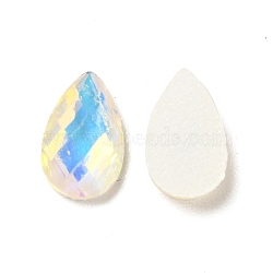 Flat Back Resin Rhinestone Cabochons, Nail Art Decoration Accessories, Faceted, Teardrop, Colorful, 8x5x2mm(MRMJ-T047-07E)