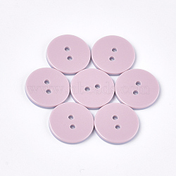 2-Hole Resin Buttons, Two Tone, Flat Round, Flamingo, 25.5x3.5mm, Hole: 3mm(RESI-S374-23A)