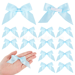 Adhesive Polyester Bowknot, for DIY Gift Wrap Wedding Candy Party Decoration, Light Sky Blue, 55x90x6.5mm(AJEW-WH0606-013A)