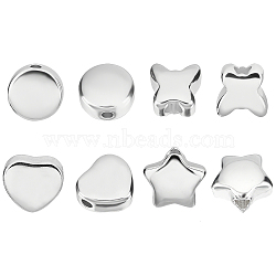 Unicraftale 8Pcs 4 Style 304 Stainless Steel Beads, Mixed Shape, Stainless Steel Color, 10x10x6mm, Hole: 3mm(STAS-UN0025-42)