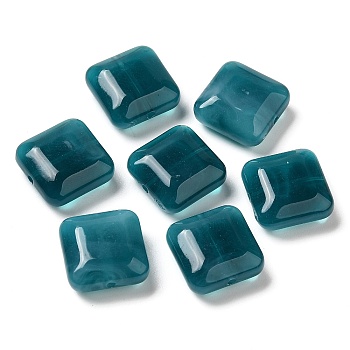 Transparent Acrylic Beads, Square, Teal, 15.5x15.5x7.5mm, Hole: 1.6mm, about 327pcs/500g