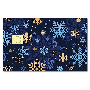 PVC Plastic Waterproof Card Stickers, Self-adhesion Card Skin for Bank Card Decor, Rectangle, Snowflake, 186.3x137.3mm