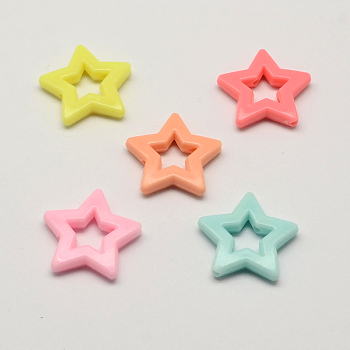 Opaque Acrylic Bead Frames, Star, Mixed Color, 25x27x5mm, Hole: 2.5mm