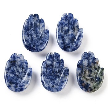 Natural Blue Spot Jasper Pendants, Hansa Hands, 26~27x18.5~19x6~6.5mm, Hole: 1.5mm