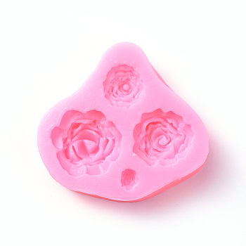 Food Grade Silicone Molds, Fondant Molds, For DIY Cake Decoration, Chocolate, Candy, UV Resin & Epoxy Resin Jewelry Making, Flower, Pink, 67x72x16mm, Inner Diameter: 8~30mm