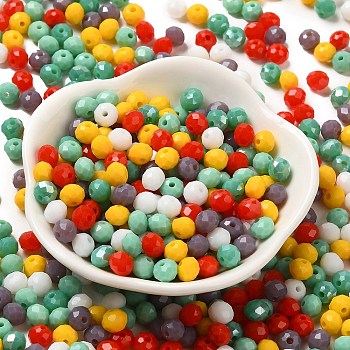 Glass Beads, Faceted, Rondelle, Mixed Color, 6x5mm, Hole: 1mm, about 2360pcs/500g