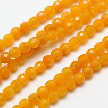 Natural Topaz Jade Bead Strands, Faceted Round, 3mm, Hole: 0.8mm, about 126pcs/strand, 15 inch