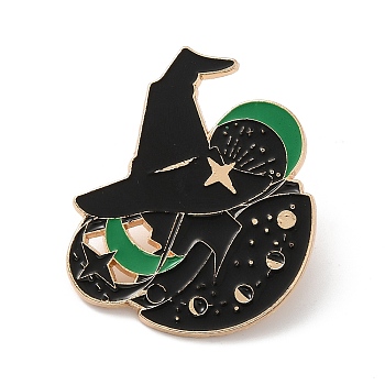 Magic Theme Enamel Pin, Golden Alloy Brooch for Backpack Clothes, Human, 39x38x1.5mm