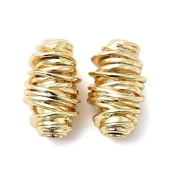 Vortex Spiral Brass Beads, Cadmium Free & Lead Free, Rack Plating, Long-Lasting Plated, Real 18K Gold Plated, 9~9.5x15mm, Hole: 3mm
