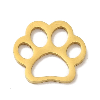 Vacuum Plating 201 Stainless Steel Charms, Laser Cut, Dog Paw Print Charm, Real 18K Gold Plated, 11x12x1mm, Hole: 2~2.5x3~3.5mm