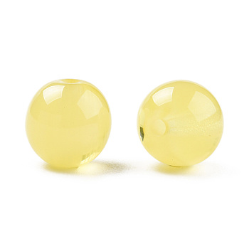 Resin Beads, Imitation Gemstone, Round, Champagne Yellow, 12x11.5mm, Hole: 1.5~3mm
