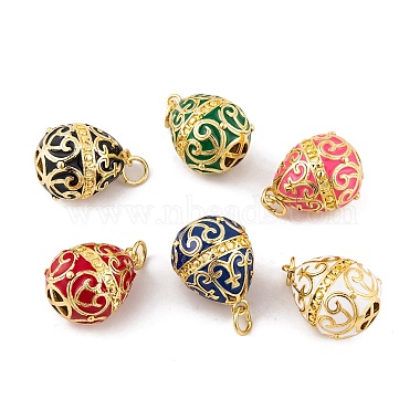 Real 18K Gold Plated Mixed Color Teardrop Brass+Enamel Pendants