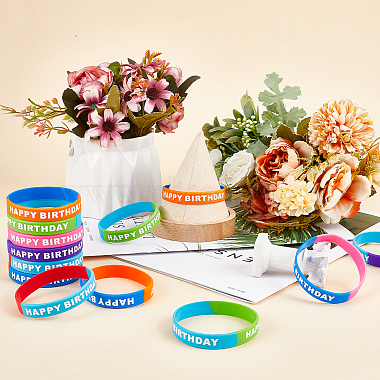 30Pcs 5 Colors Word HAPPY BIRTHDAY Silicone Cord Bracelets Set Wristband(BJEW-GF0001-14A)-4