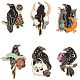 6Pcs 6 Style Flower & Skull & Moon with Crow Enamel Pins(JEWB-SC0001-23)-1