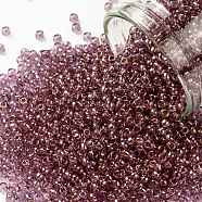 TOHO Round Seed Beads, Japanese Seed Beads, (628) Pink Rose Gold Luster, 11/0, 2.2mm, Hole: 0.8mm, about 1110pcs/bottle, 10g/bottle(SEED-JPTR11-0628)