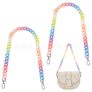 Rainbow Color Acrylic Curb Chain Bag Strap, with Zinc Alloy Swivel Clasps, for Handbag Chain Replacement Accessories, Colorful, 59.2cm(FIND-WH0143-47A)
