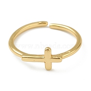 Brass Cuff Rings, Open Rings, Long-Lasting Plated, Cross, Golden, US Size 6(16.5mm)(RJEW-L100-005G)