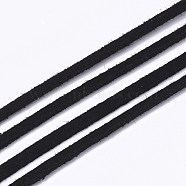 Faux Suede Cord, Faux Suede Lace, Black, 2.5~2.8x1.5mm, about 1.09 yards(1m)/strand(LW-R023-2.8mm-09)