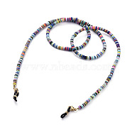 Eyeglasses Chains, Neck Strap for Eyeglasses, with Handmade Polymer Clay Heishi Beads, Alloy Lobster Claw Clasps and Rubber Loop Ends, Colorful, 29.13 inch(74cm)(AJEW-EH00064-02)