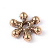 Alloy Daisy Spacer Beads, Flower, Lead Free & Cadmium Free, Antique Golden, 7x2mm, Hole: 1.5mm(X-PALLOY-ZN152-AG-RS)