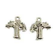 Tibetan Style Alloy Pendants, Tree and Bird, Lead Free & Cadmium Free, Antique Silver, 18x15x3mm, Hole: 2mm(TIBEP-GC140-AS-RS)