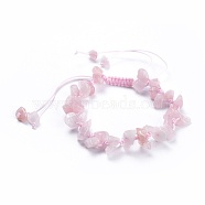 Adjustable Natural Rose Quartz Chip Beads Braided Bead Bracelets, with Nylon Thread, 1-7/8 inch(4.8cm)(BJEW-JB04392-01)