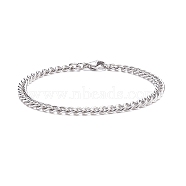 304 Stainless Steel Curb Chains Bracelet for Men Women, Stainless Steel Color, 7-1/2 inch(19cm)(BJEW-JB07984)
