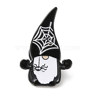 Halloween Theme Alloy Enamel Brooch, Dwarf Pin for Backpack Clothes, Spider, 30x19x1.5mm(JEWB-E022-06EB-01)
