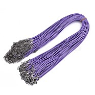 Waxed Cotton Cord Necklace Making, with Alloy Lobster Claw Clasps and Iron End Chains, Platinum, Medium Purple, 17.12 inch(43.5cm), 1.5mm(MAK-S034-021)