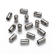 304 Stainless Steel Cord Ends, Tube, Stainless Steel Color, 10x5mm, Hole: 2mm and 4mm, Inner Diameter: 4.5mm(STAS-E033-2)