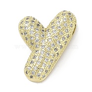 Rack Plating Brass Micro Pave Clear Cubic Zirconia
 Pendants, Lead Free & Cadmium Free, Long-Lasting Plated, Letter Y, 25x20x5.5mm, Hole: 4.5mm(KK-R163-05Y-G)