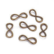 Tibetan Style Links connectors, Lead Free & Nickel Free, Infinity, Antique Bronze, 31x13x2mm, Hole: 11x8mm(X-TIBEB-4779-AB-FF)