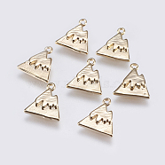 Brass Charms, Mountain, Real 18K Gold Plated, 9.5x9x1.5mm, Hole: 1mm(KK-F740-31G)