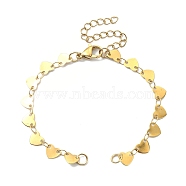 304 Stainless Steel Heart Link Chains, for Bracelet Making, with Lobster Claw Clasps & Chain Extenders, Golden, 6-1/8 inch(15.5cm), Hole: 3.5mm(AJEW-TA00004-01)