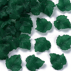 Autumn Theme Transparent Frosted Acrylic Pendants, Maple Leaf, Dark Green, 24x22.5x3mm, Hole: 1mm(X-PAF002Y-29)