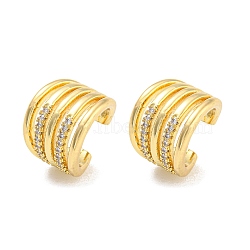 Rack Plating Brass with Clear Cubic Zirconia Multi Lines Cuff Earrings, Long-Lasting Plated, Lead Free & Cadmium Free, Real 18K Gold Plated, 11.5x12.5x10.5mm(EJEW-A028-58G)