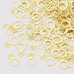 Brass Cabochons, Nail Art Decoration Accessories, Diamond Ring, Golden, 5x3x0.1mm, Hole: 2mm, about 10000pcs/bag(MRMJ-S033-014)