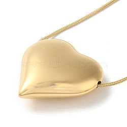 Vacuum Plating 304 Stainless Steel Snake Chain Necklaces, Pendants Necklaces, Heart, 16.34 inch(41.5cm), Pendant: 25x25mm(NJEW-C045-06B-G)