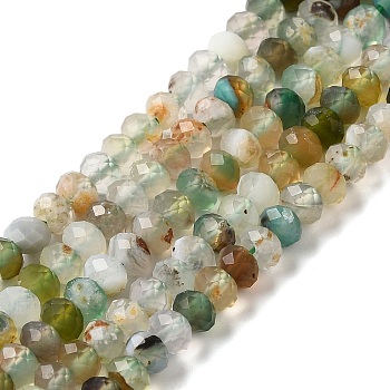 Natural Agate Beads Strands, Dyed and Heated, Faceted, Rondelle, 3.9~4x2.9~3mm, Hole: 0.7mm, about 131pcs/strand, 15.08 inch(38.3cm)