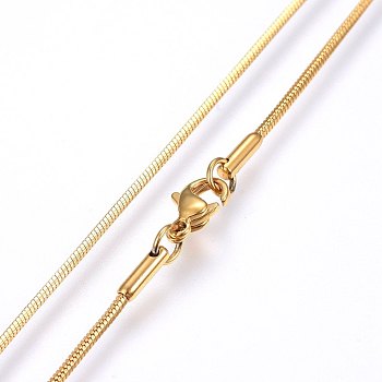 304 Stainless Steel Snake Chain Necklaces, with Lobster Claw Clasps, Golden, 19.69 inch(50cm), 1.2mm
