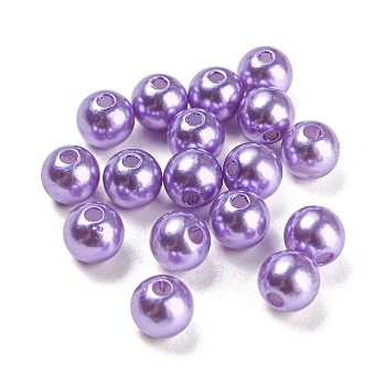 Imitation Pearl Acrylic Beads, Dyed, Round, Purple, 8x7.5mm, Hole: 2mm, about 1900pcs/pound