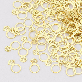 Brass Cabochons, Nail Art Decoration Accessories, Diamond Ring, Golden, 5x3x0.1mm, Hole: 2mm, about 10000pcs/bag