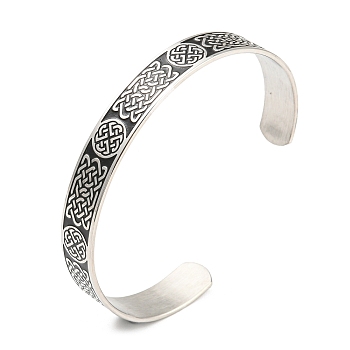 304 Stainless Steel Open Cuff Bangles, Witch Knot, Stainless Steel Color, Inner Diameter: 2-1/8~2-1/2 inch(5.45~6.35cm)